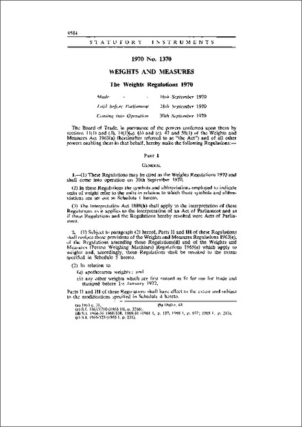 The Weights Regulations 1970