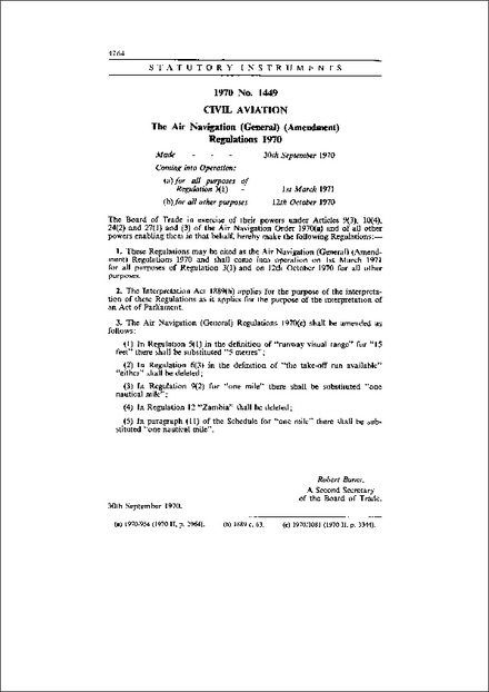 The Air Navigation (General) (Amendment) Regulations 1970