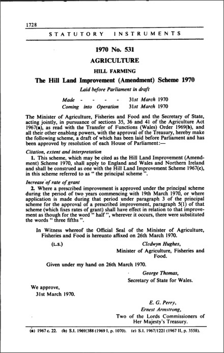 The Hill Land Improvement (Amendment) Scheme 1970
