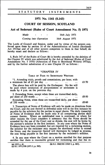 Act of Sederunt (Rules of Court Amendment No. 5) 1971