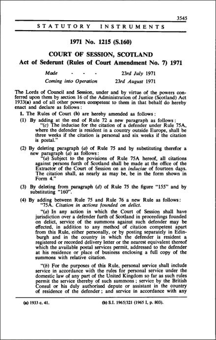 Act of Sederunt (Rules of Court Amendment No. 7) 1971