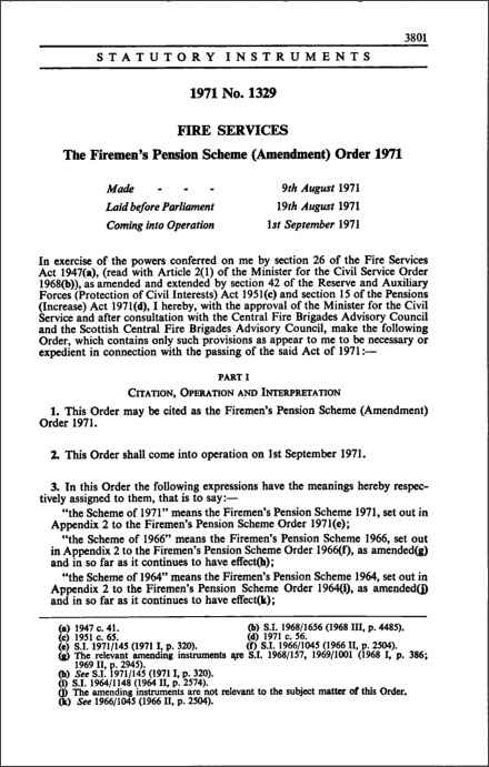 The Firemen's Pension Scheme (Amendment) Order 1971