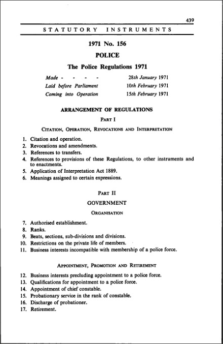 The Police Regulations 1971