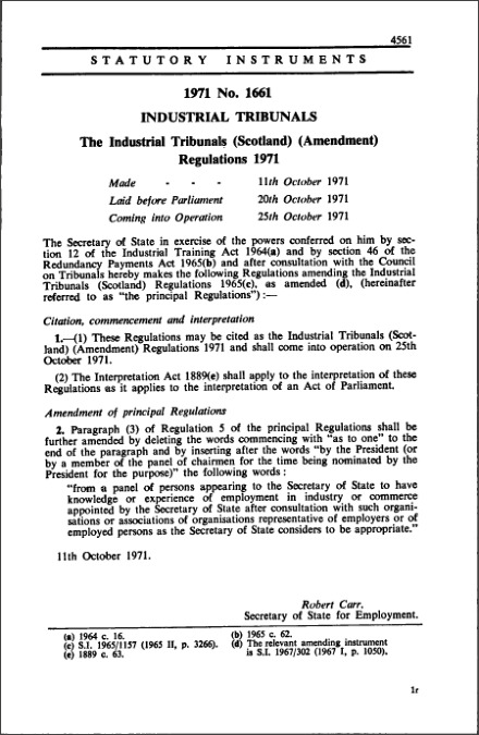 The Industrial Tribunals (Scotland) (Amendment) Regulations 1971
