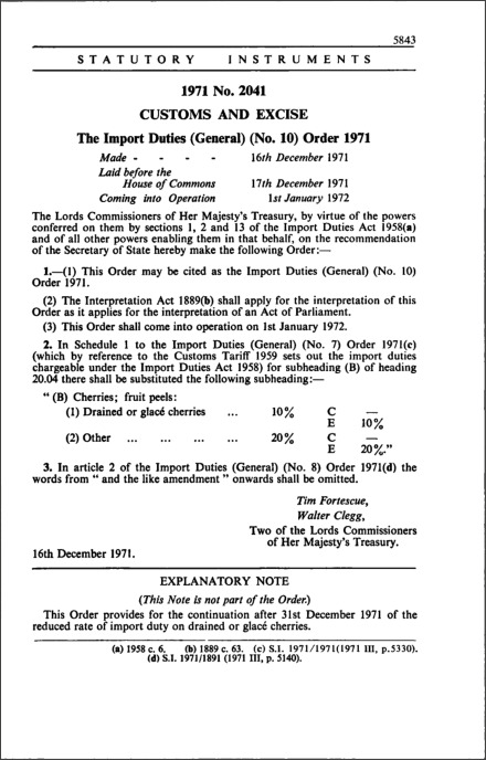 The Import Duties (General) (No. 10) Order 1971