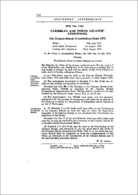 The Cayman Islands (Constitution) Order 1972