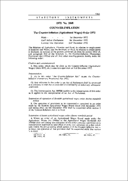 The Counter-Inflation (Agricultural Wages) Order 1972