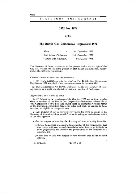The British Gas Corporation Regulations 1972