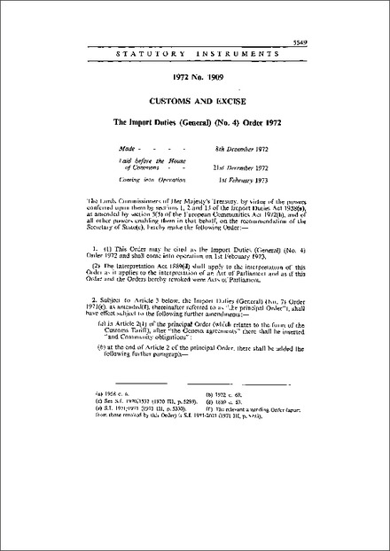 The Import Duties (General) (No. 4) Order 1972