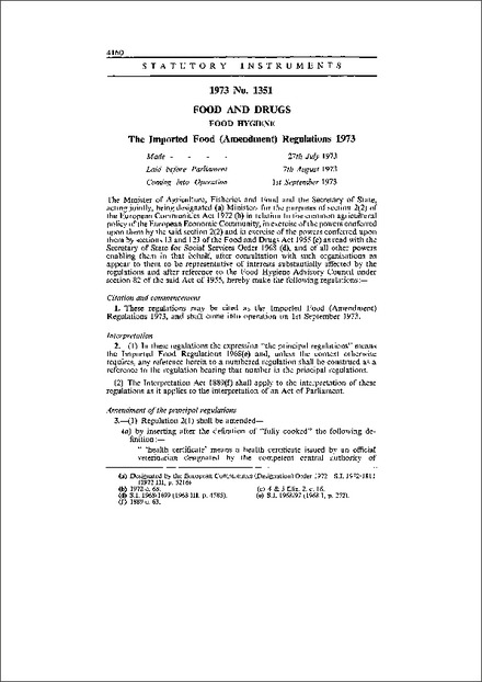 The Imported Food (Amendment) Regulations 1973