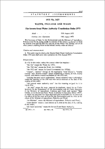 The Severn-Trent Water Authority Constitution Order 1973