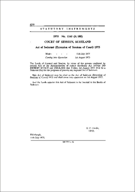 Act of Sederunt (Extension of Sessions of Court) 1975