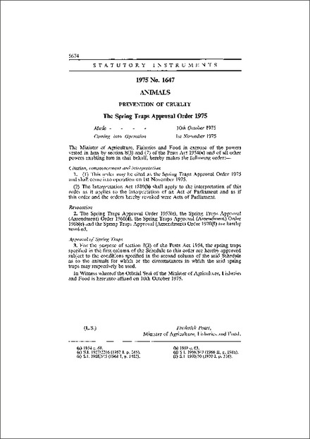 The Spring Traps Approval Order 1975