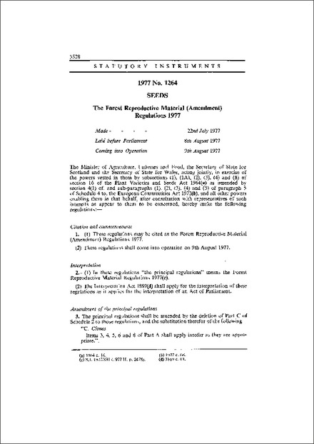 The Forest Reproductive Material (Amendment) Regulations 1977