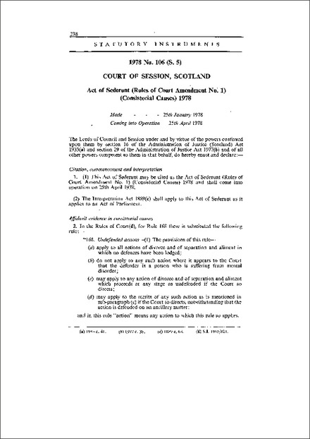 Act of Sederunt (Rules of Court Amendment No. 1) (Consistorial Causes) 1978