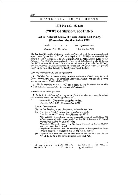 Act of Sederunt (Rules of Court Amendment No. 9) (Convention Adoption Rules) 1978