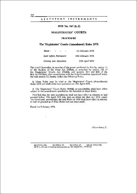 The Magistrates' Courts (Amendment) Rules 1978