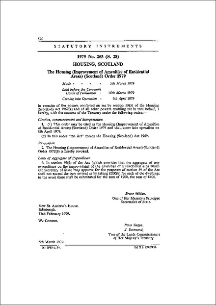 The Housing (Improvement of Amenities of Residential Areas) (Scotland) Order 1979