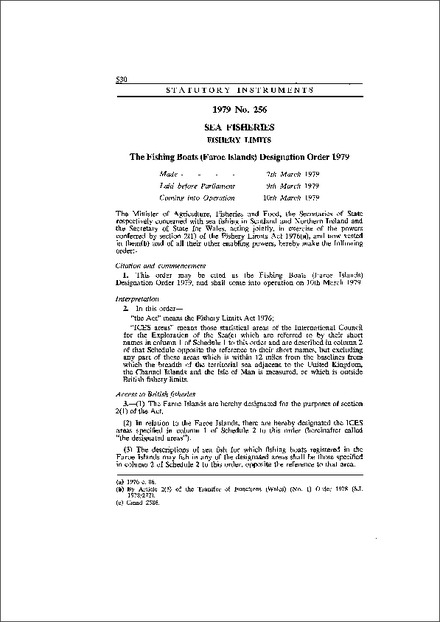 The Fishing Boats (Faroe Islands) Designation Order 1979