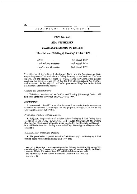 The Cod and Whiting (Licensing) Order 1979