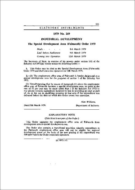 The Special Development Area (Falmouth) Order 1979