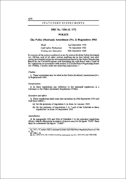 The Police (Scotland) Amendment (No. 2) Regulations 1983