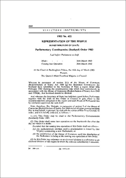 Parliamentary Constituencies (Scotland) Order 1983