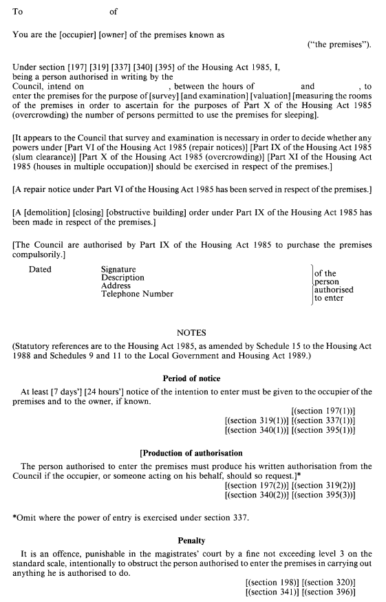 The Housing (Prescribed Forms) (No. 2) Regulations 1990