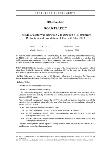 The M180 Motorway Junction 2 to Junction 3 Temporary