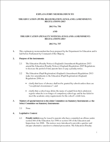 The Education (Pupil Registration) (England) (Amendment) Regulations ...