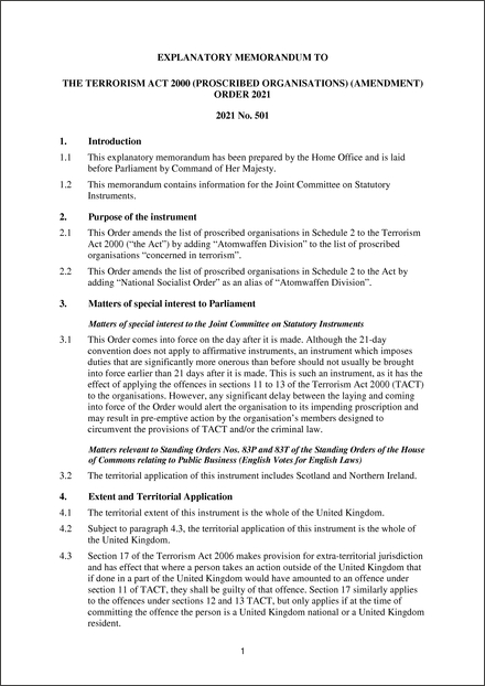 The Terrorism Act 2000 (Proscribed Organisations) (Amendment) Order ...