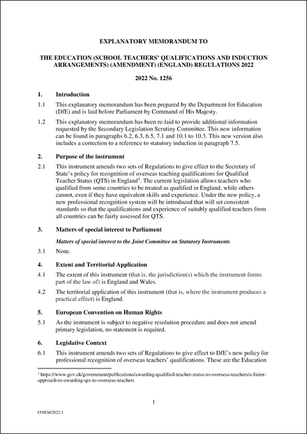 Revised UK Explanatory Memorandum 2