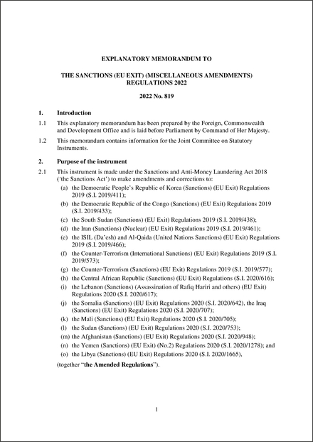 Revised UK Explanatory Memorandum 2