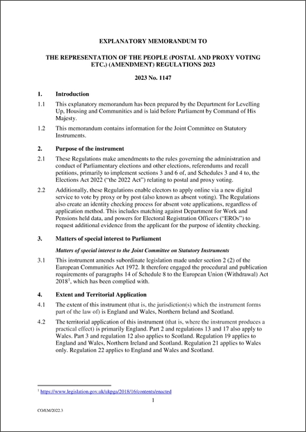 UK Explanatory Memorandum 2