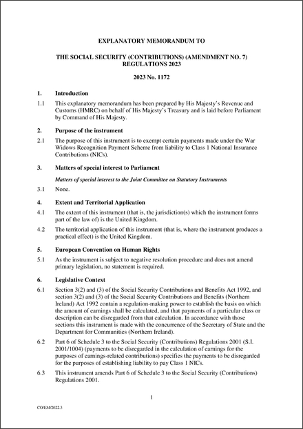 UK Explanatory Memorandum 2