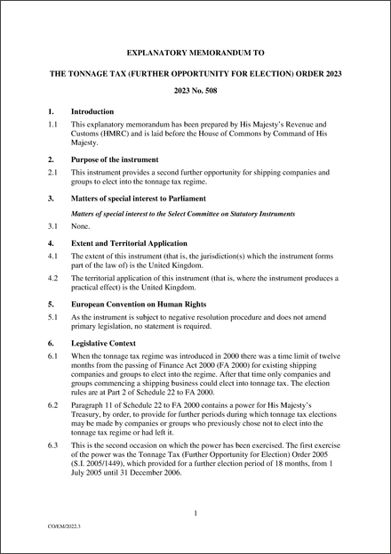 UK Explanatory Memorandum 2