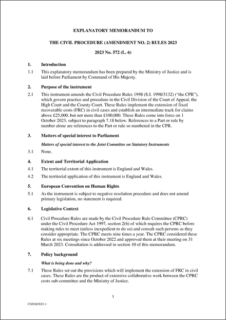 UK Explanatory Memorandum 2