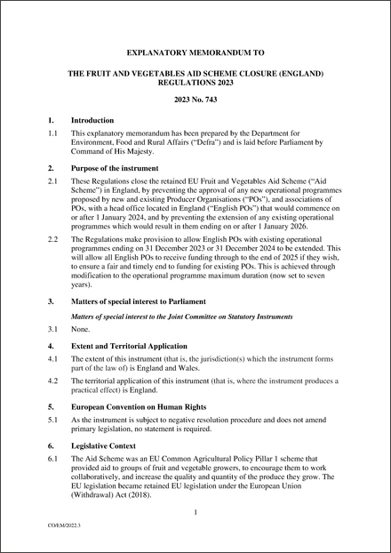 UK Explanatory Memorandum 2