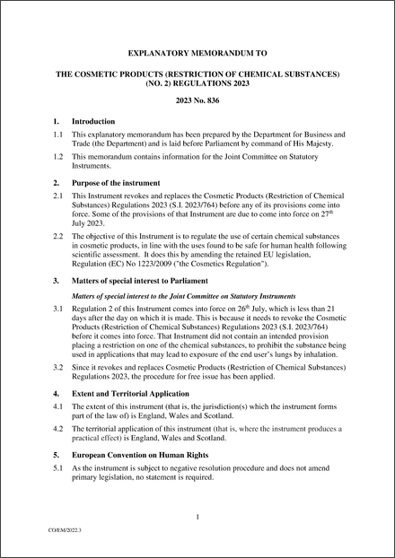 UK Explanatory Memorandum 2