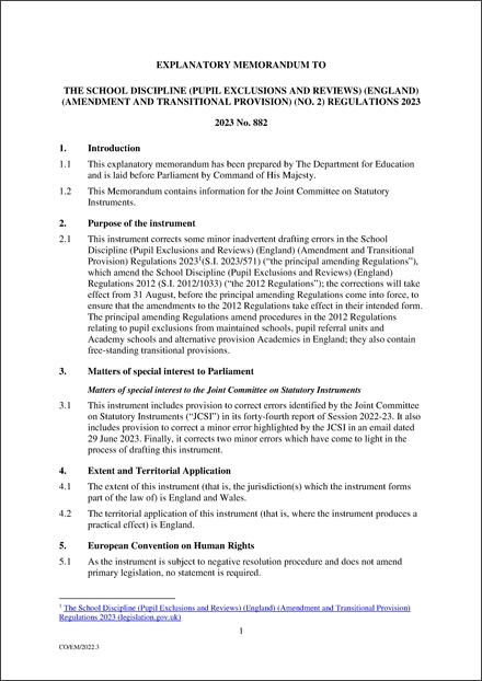 UK Explanatory Memorandum 2