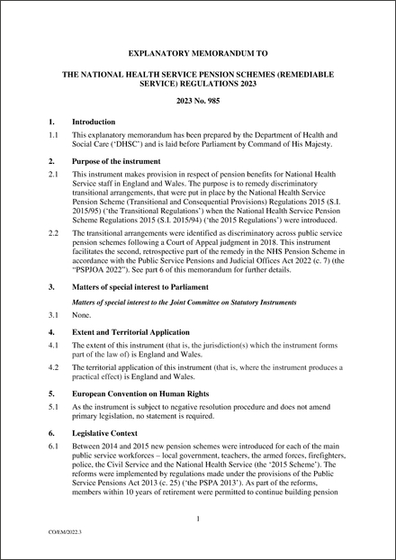 UK Explanatory Memorandum 2