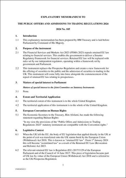 UK Explanatory Memorandum 2