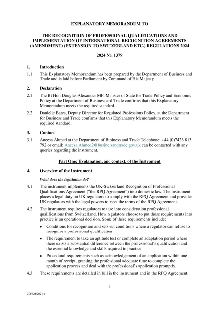 UK Explanatory Memorandum 2