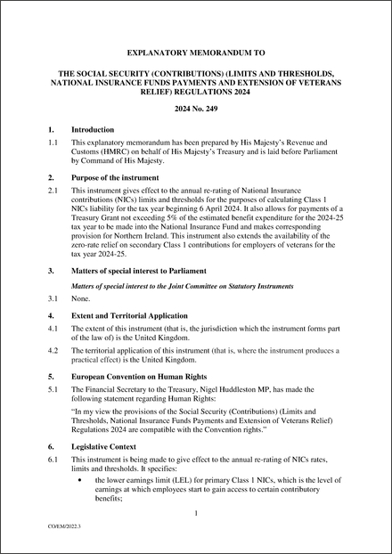 UK Explanatory Memorandum 2