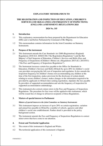 UK Explanatory Memorandum 2