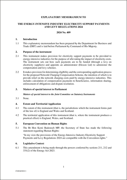 UK Explanatory Memorandum 2