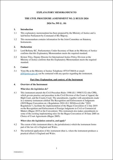 UK Explanatory Memorandum 2