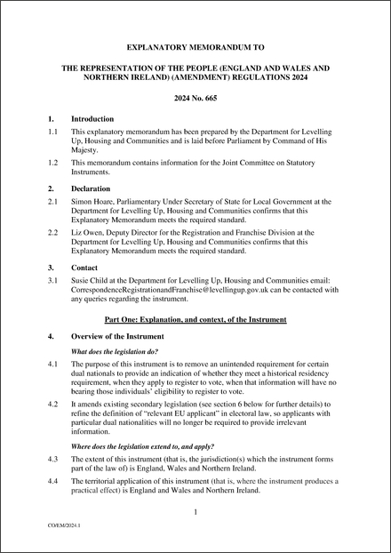 UK Explanatory Memorandum 2