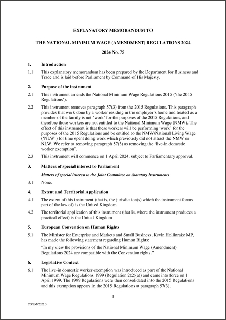 UK Explanatory Memorandum 2