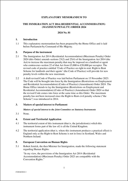 UK Explanatory Memorandum 2